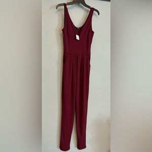 Women’s AMBIANCE Burgundy One Piece Jumpsuit NWT